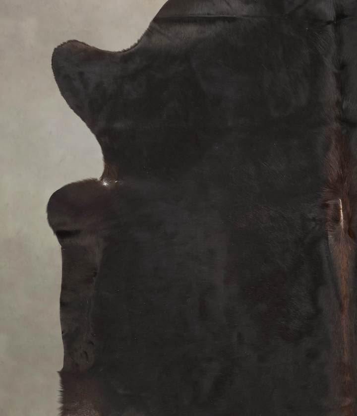 Solid Black XX-Large Brazilian Cowhide Rug 7'2"H x 6'11"W #B2685 by Hudson Hides