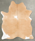 Beige and White Medium Brazilian Cowhide Rug 6'2"H x 4'9"W #B26851 by Hudson Hides