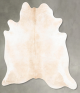 Ivory with Beige X-Large Brazilian Cowhide Rug 7'2"H x 6'7"W #B26974 by Hudson Hides