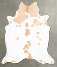 Beige and White X-Large Brazilian Cowhide Rug 7'0"H x 6'1"W #B27005 by Hudson Hides