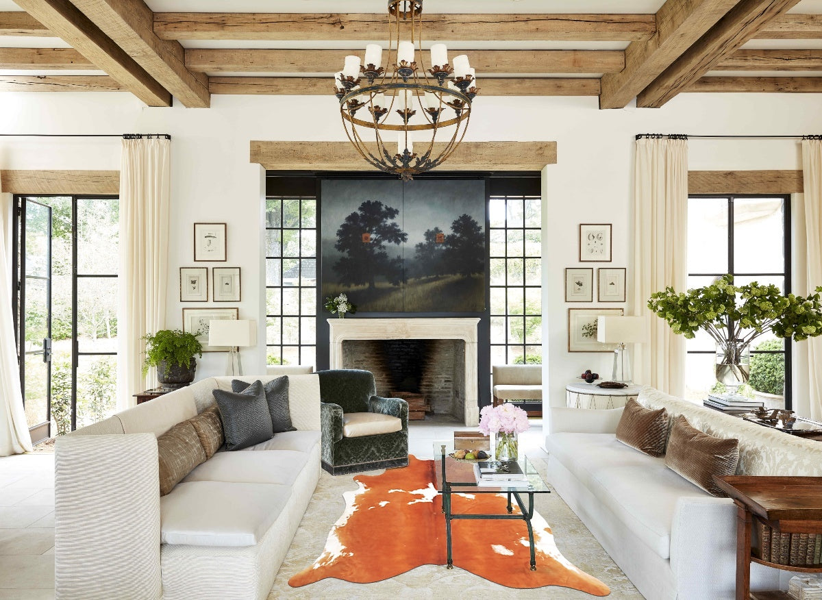 Brown and White X-Large Brazilian Cowhide Rug 7'1"H x 6'4"W #B2714 by Hudson Hides