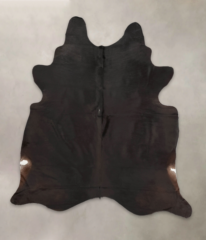 Solid Black XX-Large Brazilian Cowhide Rug 8'1"H x 7'1"W #B2734 by Hudson Hides