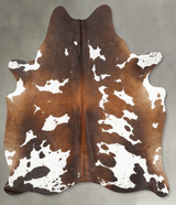 Chocolate and White X-Large Brazilian Cowhide Rug 7'4"H x 6'0"W #B27358 by Hudson Hides