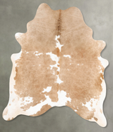 Beige and White X-Large Brazilian Cowhide Rug 7'10"H x 6'3"W #B27366 by Hudson Hides