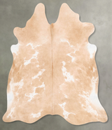 Beige and White X-Large Brazilian Cowhide Rug 6'10"H x 6'10"W #B27369 by Hudson Hides