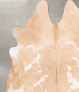 Beige and White X-Large Brazilian Cowhide Rug 6'10"H x 6'10"W #B27369 by Hudson Hides
