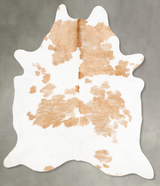 Beige and White XX-Large Brazilian Cowhide Rug 8'6"H x 6'10"W #B27370 by Hudson Hides