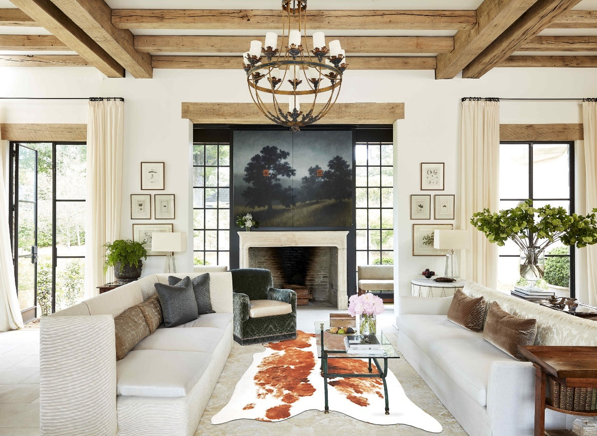Brown and White X-Large Brazilian Cowhide Rug 6'9"H x 6'8"W #B2741 by Hudson Hides