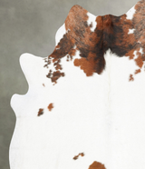 Brown and White Regular X-Large Brazilian Cowhide Rug 6'11"H x 6'2"W #B27513 by Hudson Hides