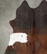 Chocolate and White X-Large Brazilian Cowhide Rug 7'2"H x 6'3"W #B27625 by Hudson Hides