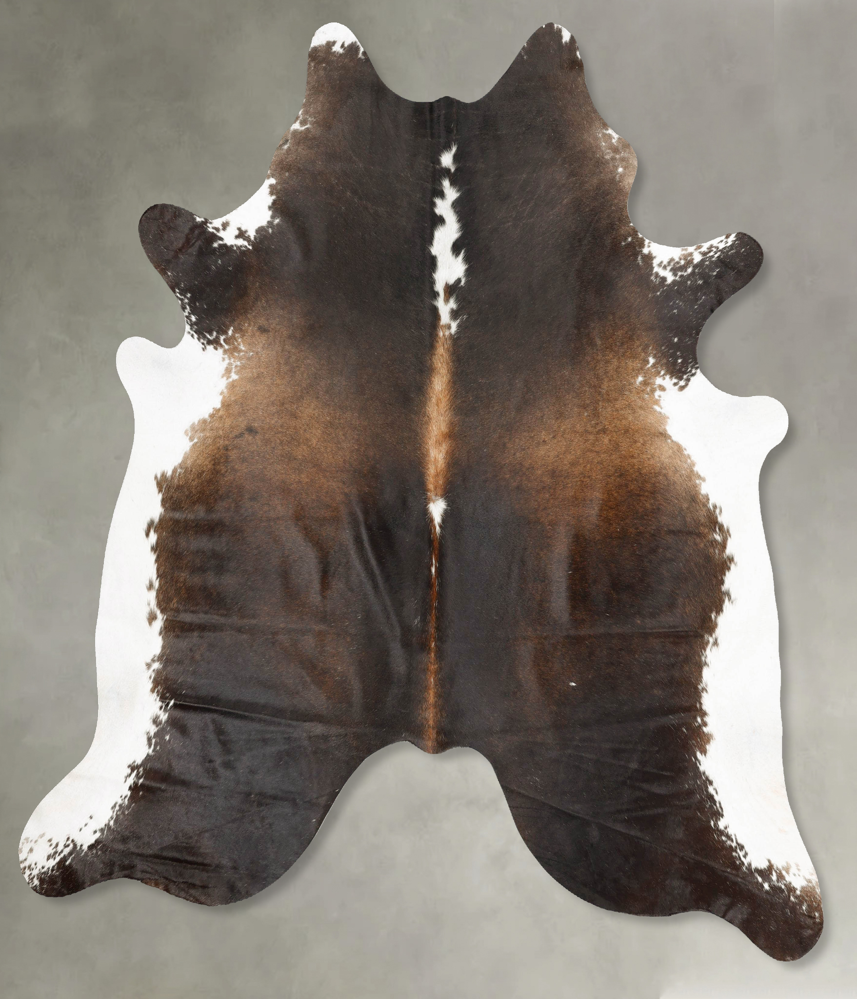 Chocolate and White XX-Large Brazilian Cowhide Rug 7'6