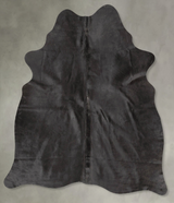 Solid Black Large Brazilian Cowhide Rug 6'3"H x 5'2"W #B27767 by Hudson Hides