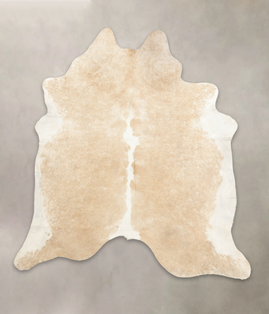 Beige and White XX-Large Brazilian Cowhide Rug 8'2"H x 7'6"W #B2780 by Hudson Hides