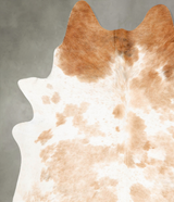 Beige and White X-Large Brazilian Cowhide Rug 7'8"H x 6'6"W #B27874 by Hudson Hides