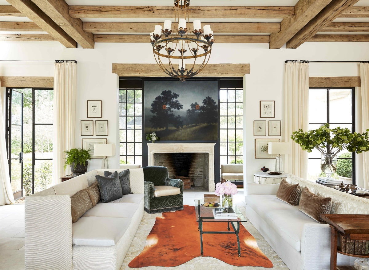 Medium Brindle X-Large Brazilian Cowhide Rug 7'0"H x 6'6"W #B2810 by Hudson Hides