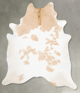 Beige and White XX-Large Brazilian Cowhide Rug 8'4"H x 7'0"W #B28219 by Hudson Hides