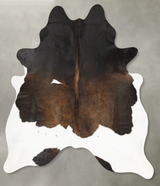 Chocolate and White X-Large Brazilian Cowhide Rug 7'8"H x 6'5"W #B28537 by Hudson Hides