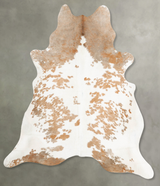 Beige and White XX-Large Brazilian Cowhide Rug 8'1"H x 6'11"W #B28754 by Hudson Hides