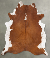 Brown and White Regular XX-Large Brazilian Cowhide Rug 8'1"H x 6'9"W #B28827 by Hudson Hides