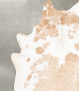 Beige and White XX-Large Brazilian Cowhide Rug 7'11"H x 7'1"W #B28886 by Hudson Hides