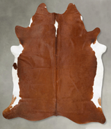 Brown and White Regular XX-Large Brazilian Cowhide Rug 8'0"H x 7'3"W #B28934 by Hudson Hides