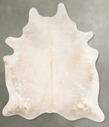Ivory with Beige XX-Large Brazilian Cowhide Rug 8'6"H x 6'7"W #B28987 by Hudson Hides