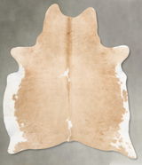 Beige and White X-Large Brazilian Cowhide Rug 7'9"H x 6'0"W #B29085 by Hudson Hides