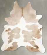 Beige and White X-Large Brazilian Cowhide Rug 8'1"H x 5'11"W #B29137 by Hudson Hides