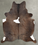 Chocolate and White X-Large Brazilian Cowhide Rug 7'8"H x 6'3"W #B29177 by Hudson Hides