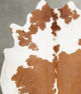 Beige and White X-Large Brazilian Cowhide Rug 7'2"H x 6'7"W #B29205 by Hudson Hides