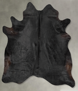 Solid Black XX-Large Brazilian Cowhide Rug 7'7"H x 6'8"W #B29234 by Hudson Hides