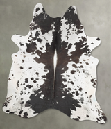 Salt and Pepper Black XX-Large Brazilian Cowhide Rug 8'8"H x 6'11"W #B29408 by Hudson Hides