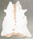 Beige and White XX-Large Brazilian Cowhide Rug 7'11"H x 7'0"W #B29442 by Hudson Hides