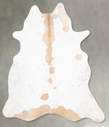 Beige and White XX-Large Brazilian Cowhide Rug 7'11"H x 7'0"W #B29442 by Hudson Hides