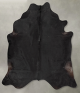 Solid Black XX-Large Brazilian Cowhide Rug 7'6"H x 6'10"W #B29449 by Hudson Hides