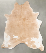 Beige and White XX-Large Brazilian Cowhide Rug 8'8"H x 6'7"W #B29511 by Hudson Hides