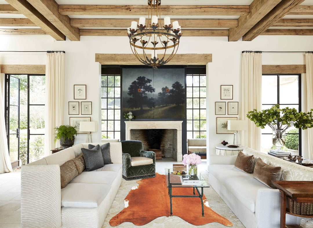 Brown and White Regular XX-Large Brazilian Cowhide Rug 7'11"H x 7'4"W 