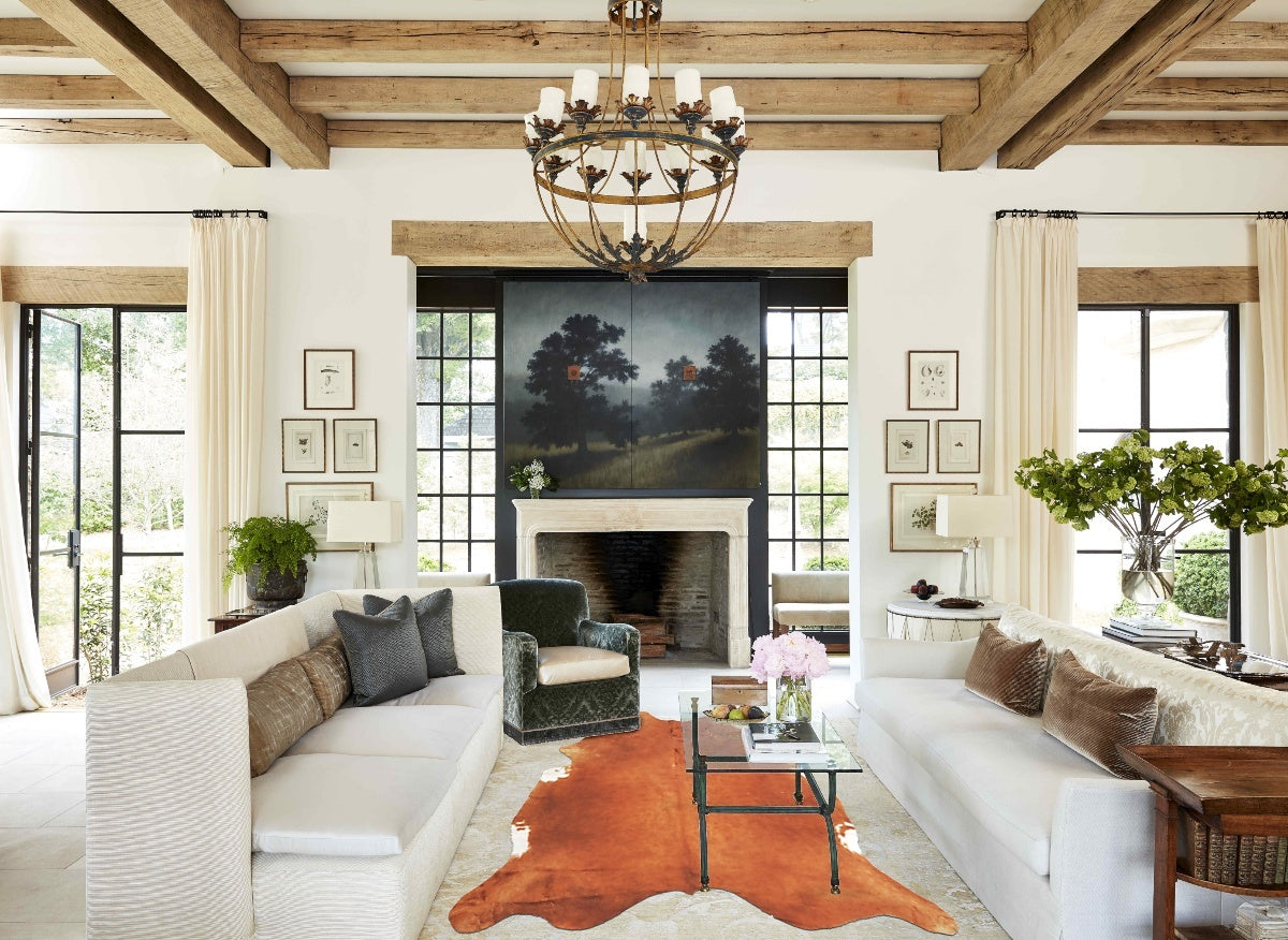 Brown and White Regular XX-Large Brazilian Cowhide Rug 7'11"H x 7'4"W #B2963 by Hudson Hides