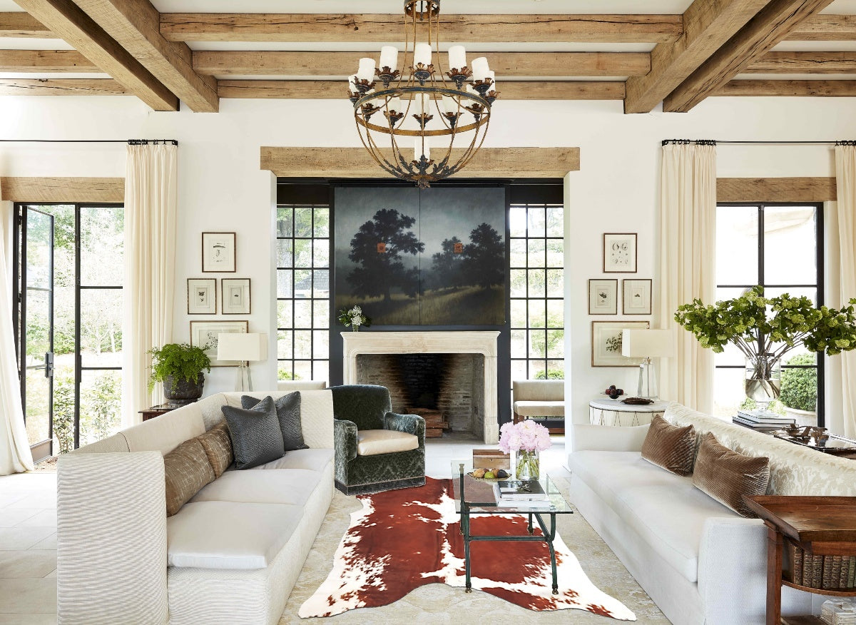Brown and White Cowhide Rug #B2964