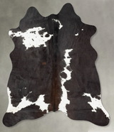 Chocolate and White Medium Brazilian Cowhide Rug 5'6"H x 5'0"W #B29913 by Hudson Hides