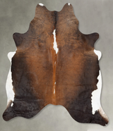 Chocolate and White X-Large Brazilian Cowhide Rug 7'0"H x 6'0"W #B29938 by Hudson Hides