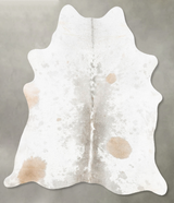 Ivory with Beige Large Brazilian Cowhide Rug 6'1"H x 5'7"W #B29943 by Hudson Hides