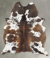 Chocolate and White Large Brazilian Cowhide Rug 6'9"H x 5'4"W #B29957 by Hudson Hides
