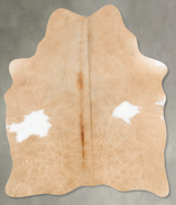 Beige and White Medium Brazilian Cowhide Rug 5'4"H x 4'3"W #B30047 by Hudson Hides