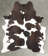 Chocolate and White X-Large Brazilian Cowhide Rug 7'5"H x 5'8"W #B30099 by Hudson Hides
