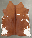 Brown and White Large Brazilian Cowhide Rug 6'1"H x 5'3"W #B30109 by Hudson Hides