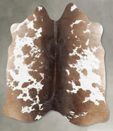 Chocolate and White Medium Brazilian Cowhide Rug 4'11"H x 4'7"W #B30208 by Hudson Hides