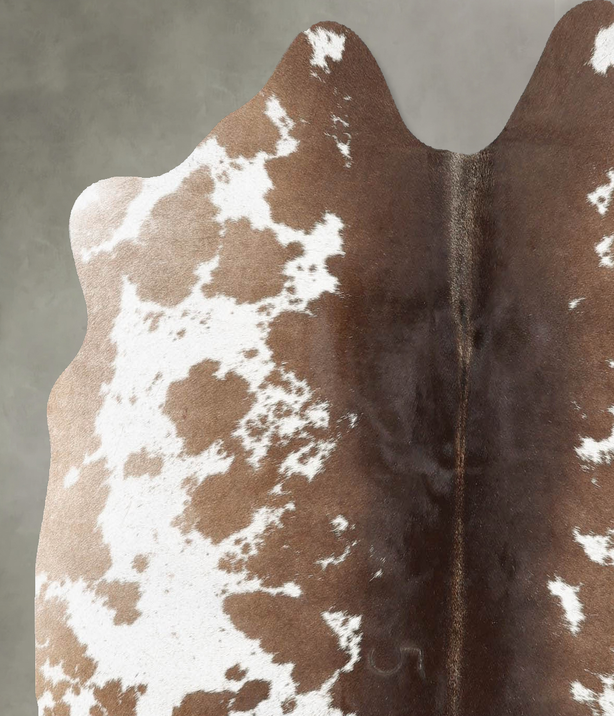 Chocolate and White Medium Brazilian Cowhide Rug 4'11"H x 4'7"W #B30208 by Hudson Hides