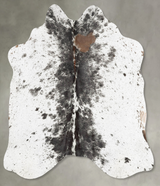 Salt and Pepper Black Medium Brazilian Cowhide Rug 4'10"H x 4'10"W #B30216 by Hudson Hides