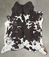 Chocolate and White X-Large Brazilian Cowhide Rug 7'0"H x 6'6"W #B30252 by Hudson Hides